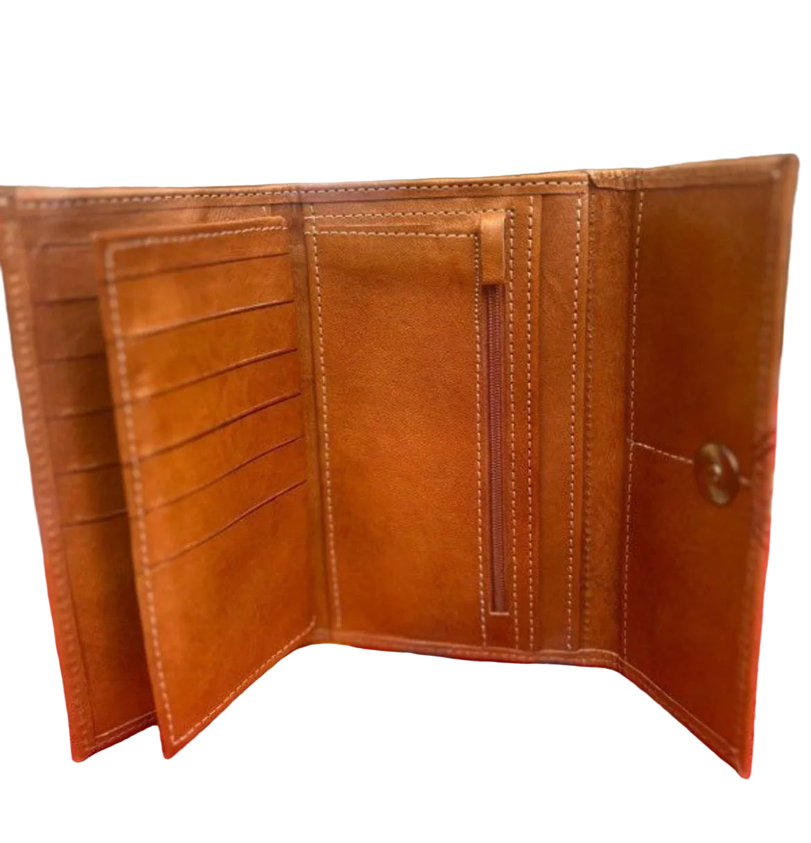 Portefeuille en cuir camel — artisanat marocain fait main