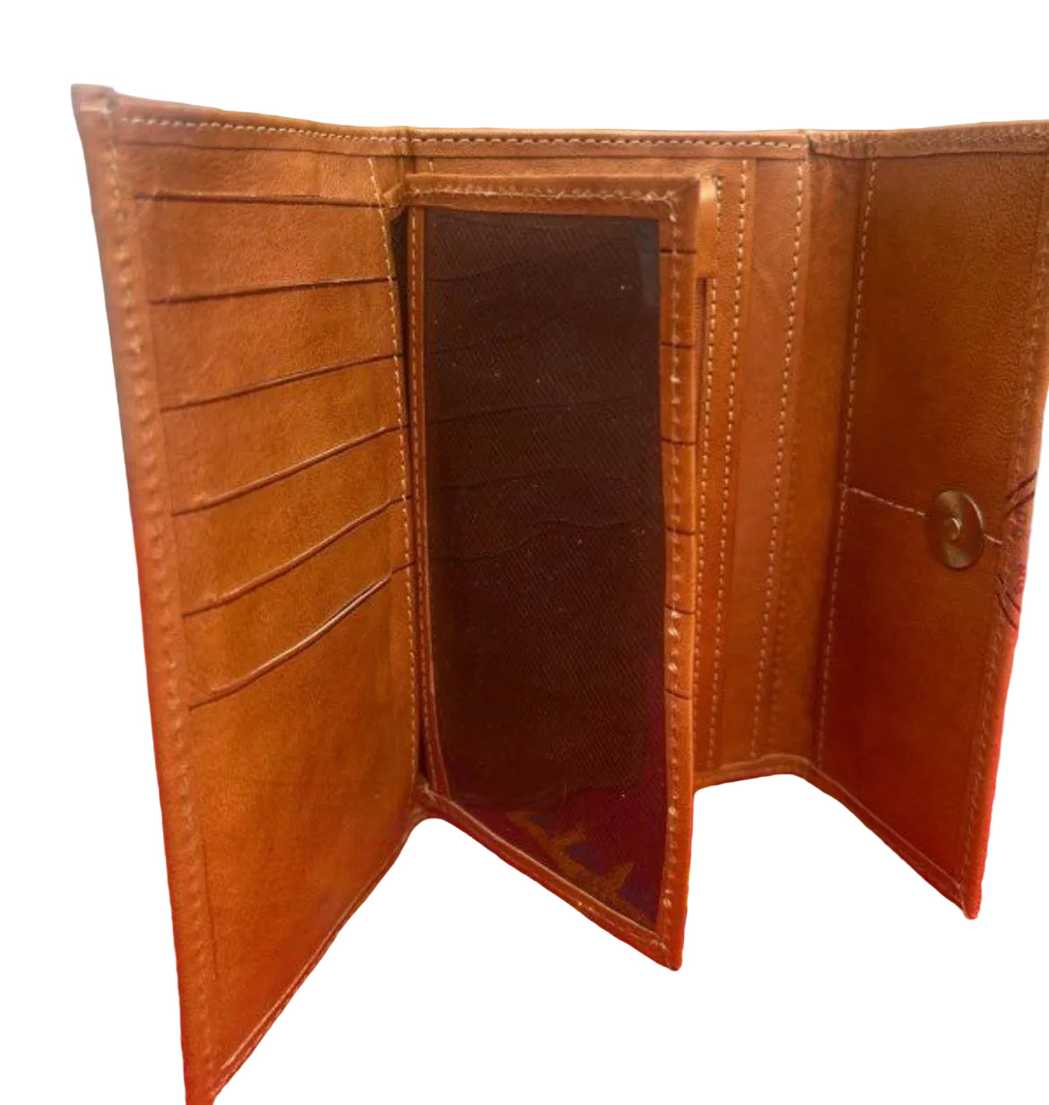 Portefeuille en cuir camel — artisanat marocain fait main