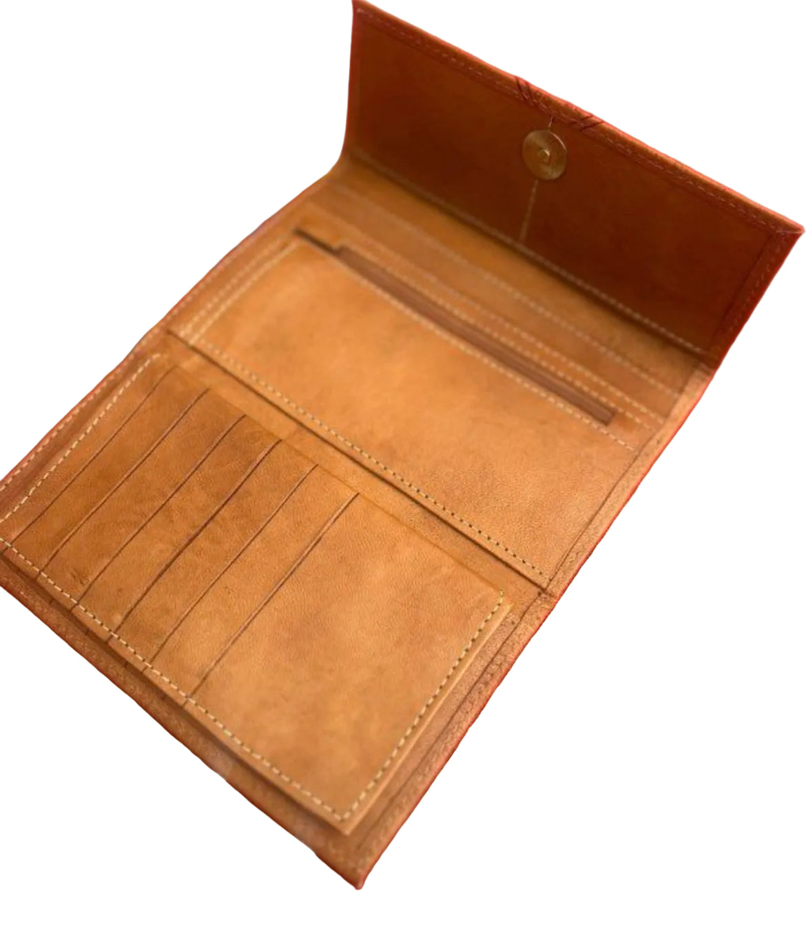 Portefeuille en cuir camel — artisanat marocain fait main
