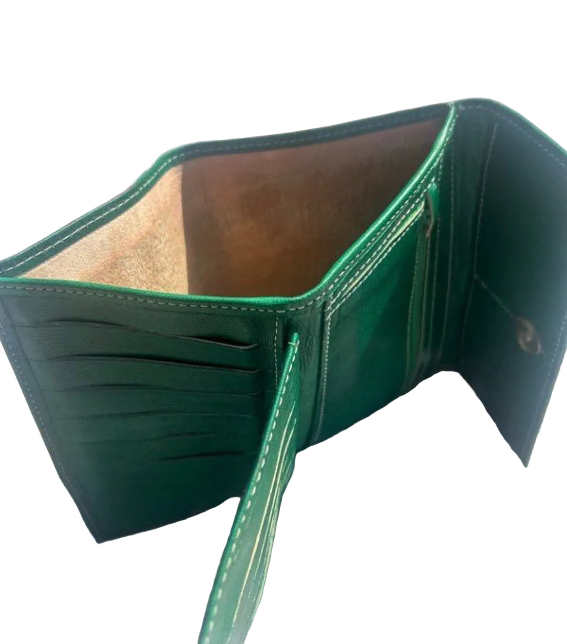 Portefeuille en cuir vert — artisanat marocain fait main