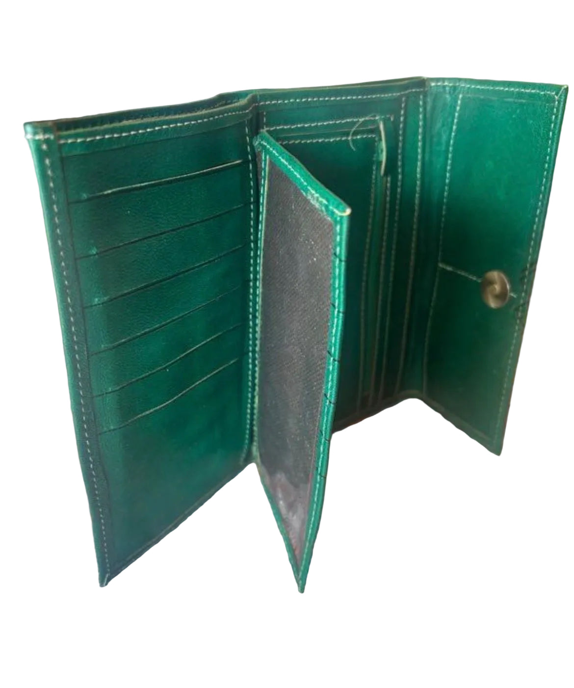 Portefeuille en cuir vert — artisanat marocain fait main