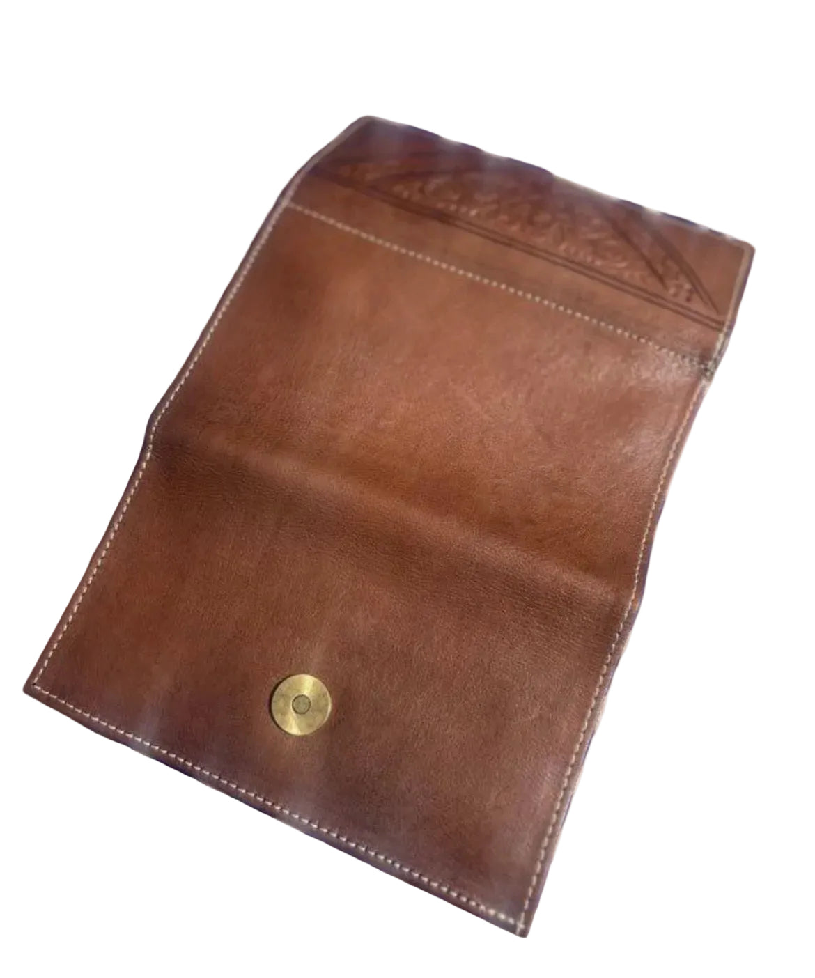Portefeuille en cuir marron — artisanat marocain fait main