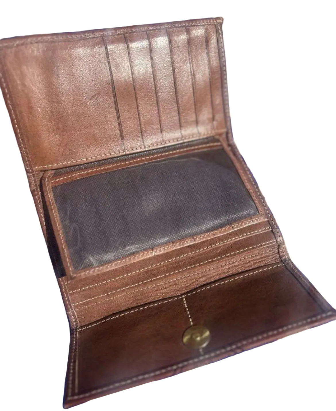 Portefeuille en cuir marron — artisanat marocain fait main