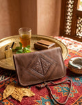 Blague à tabac en cuir marron — artisanat marocain fait main