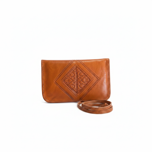 Blague à tabac en cuir orange — artisanat