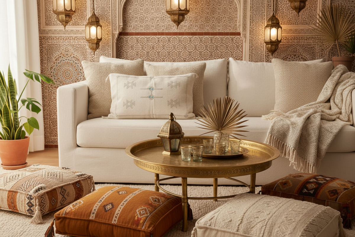 Housse de coussin Sabra blanc et gris perle — soie de cactus artisanat marocain fait main 