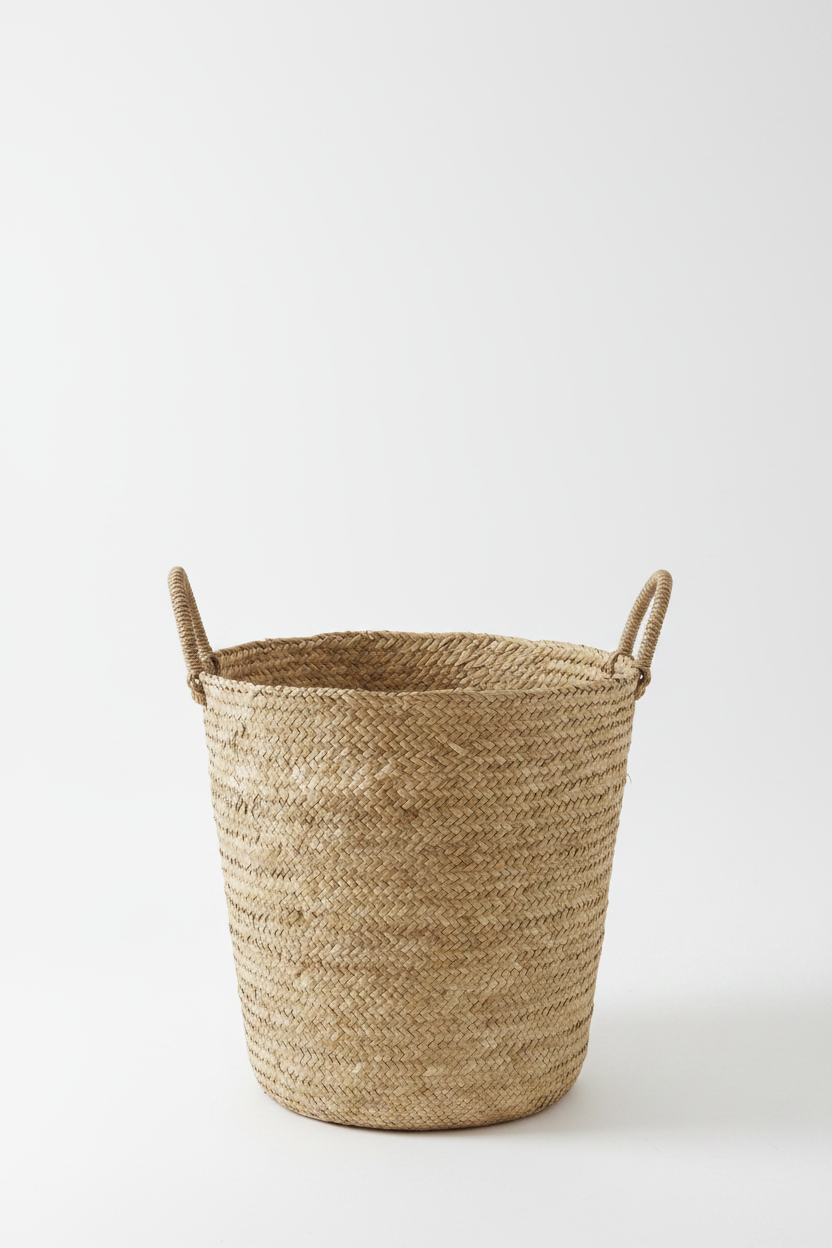 Grand Panier Tressé en Fibre Naturelle – Anses Rondes :