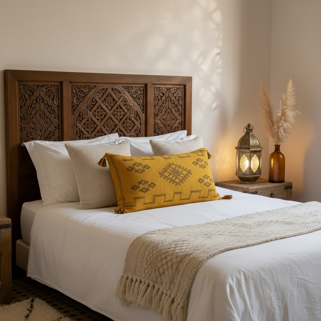 Housse de coussin Sabra pièce unique — soie de cactus artisanat marocain fait main