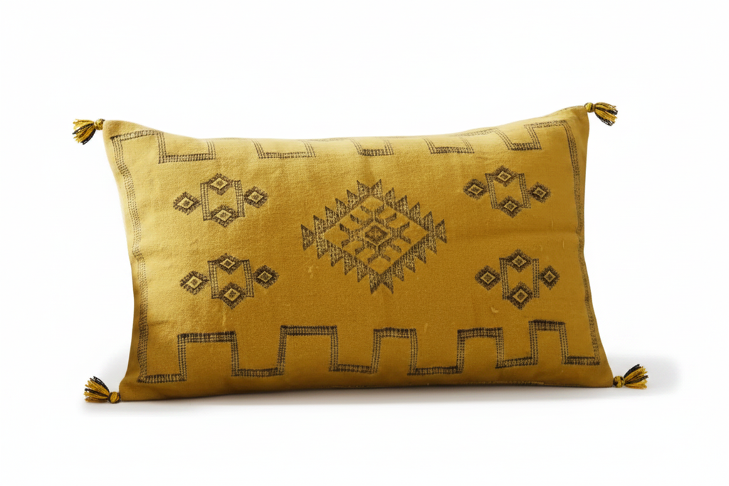 Housse de coussin Sabra pièce unique — soie de cactus artisanat marocain fait main