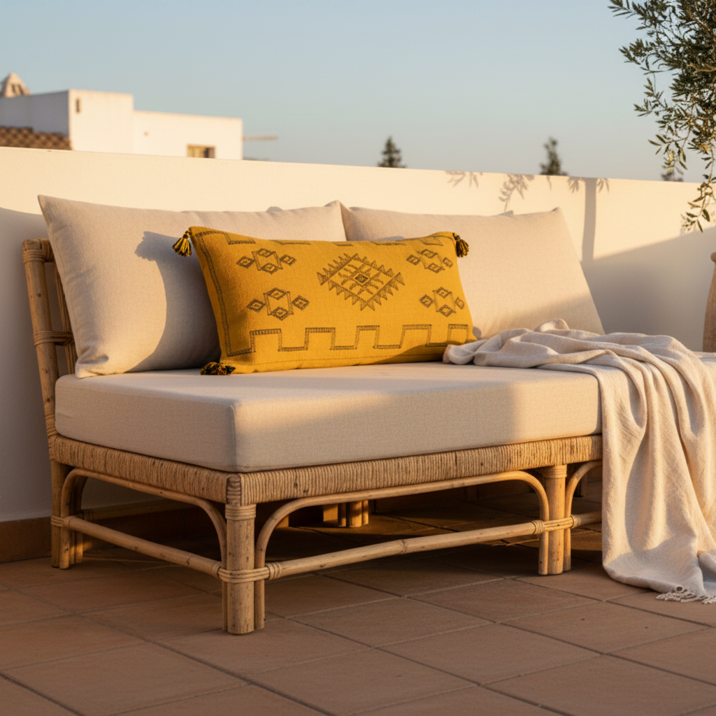 Housse de coussin Sabra pièce unique — soie de cactus artisanat marocain fait main