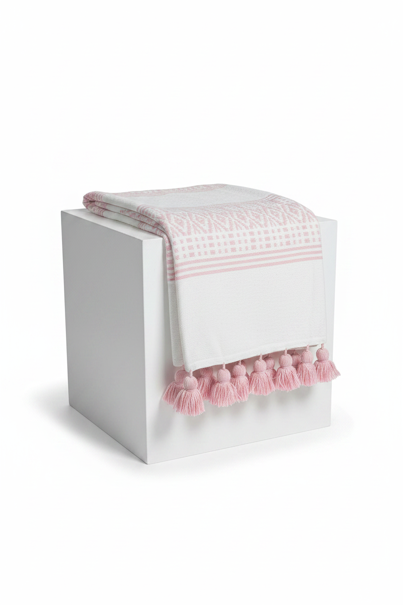 Plaid fond blanc drapé cube