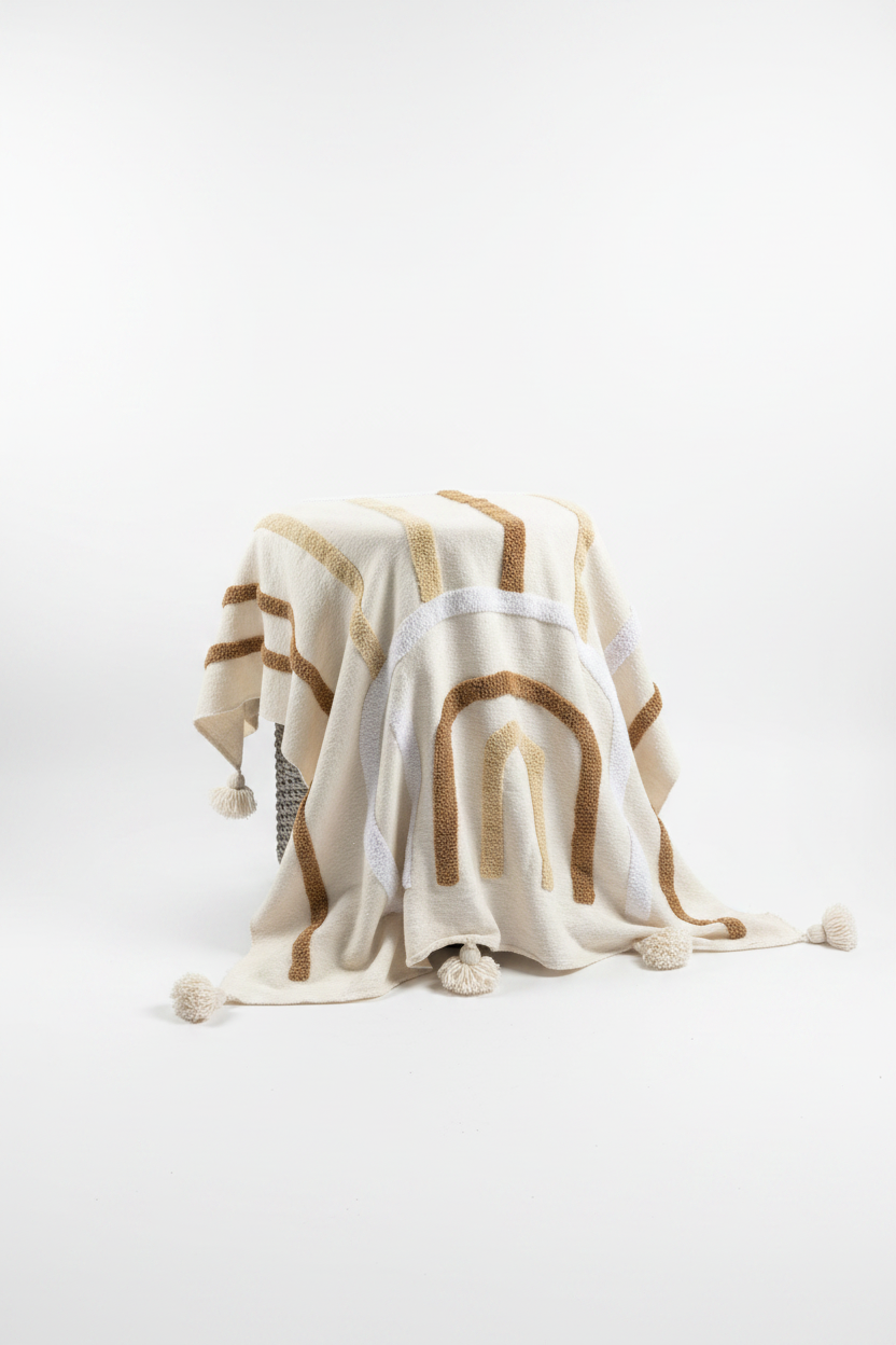 Plaid fond blanc drapé