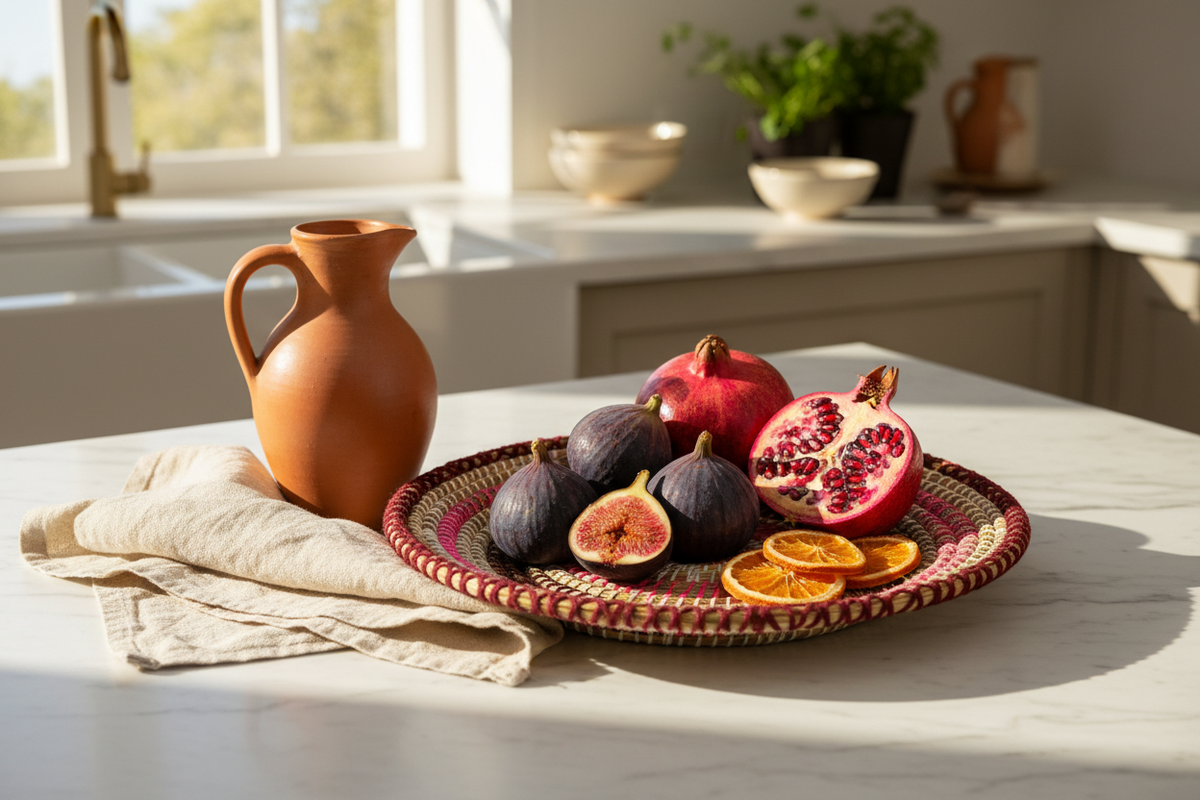Plateau en fibre naturelle — décoration artisanale marocaine, fait main au Maroc