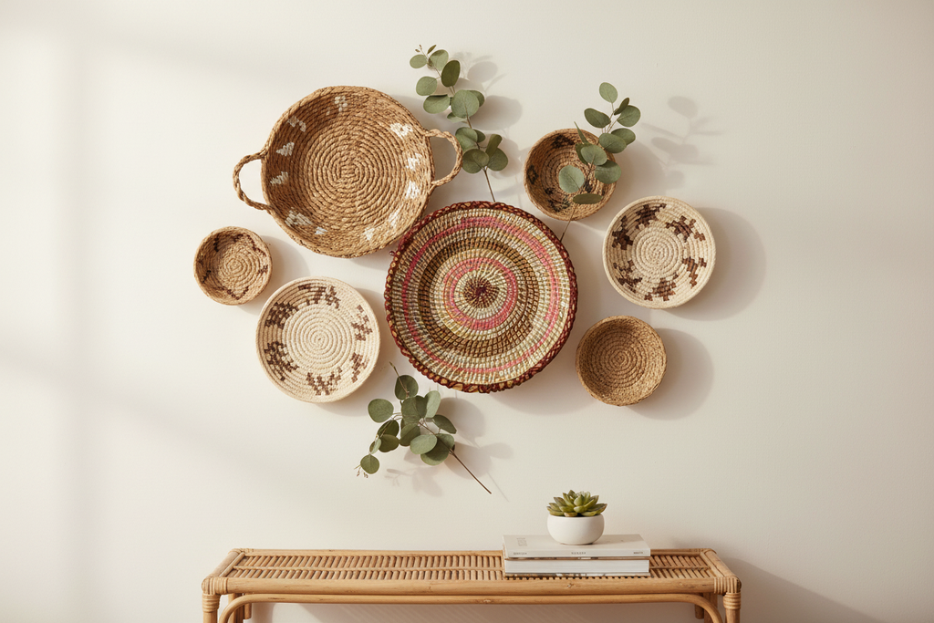 Plateau en fibre naturelle — décoration artisanale marocaine, fait main au Maroc 